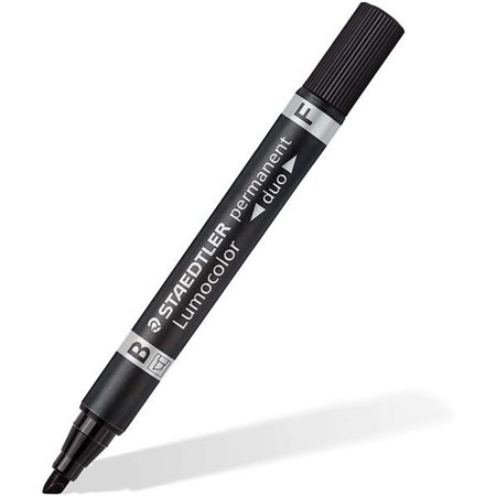 Marcador permanente Staedtler Lumocolor 348 com ponta dupla F 0,6 mm e M chanfrada 1,5-4 mm - Secagem rápida - Preto