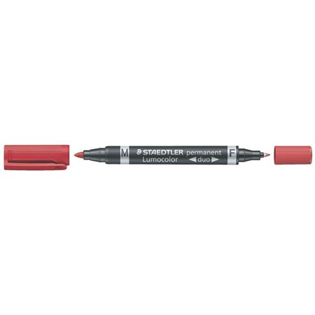 Marcador permanente Staedtler Lumocolor 348 com ponta dupla - Secagem rápida - Vermelho