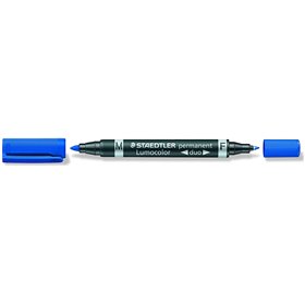 Marcador permanente Staedtler Lumocolor 348 com ponta dupla - Secagem rápida - Azul