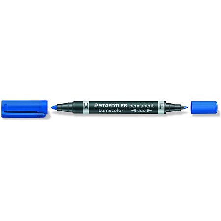 Marcador permanente Staedtler Lumocolor 348 com ponta dupla - Secagem rápida - Azul