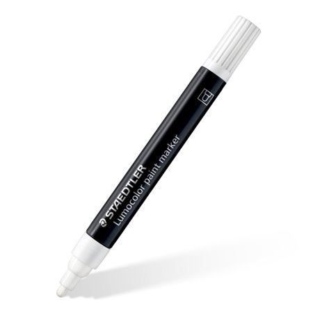 Marcador Acrílico Permanente Staedtler Lumocolor 349 - Espessura da Linha Aprox. 2,4 mm - Tinta à Base de Água - Branco