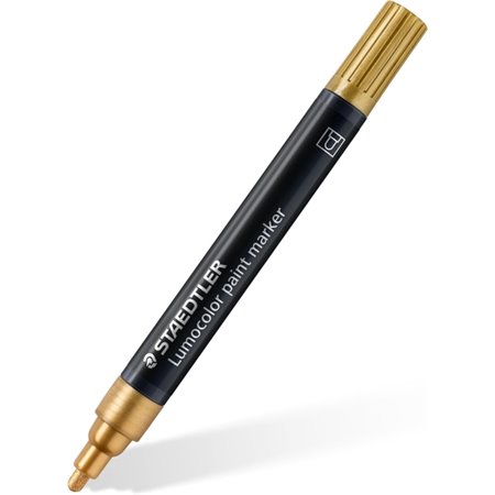Marcador Acrílico Permanente Staedtler Lumocolor 349 - Espessura da Linha Aprox. 2,4 mm - Tinta à Base de Água - Dourado
