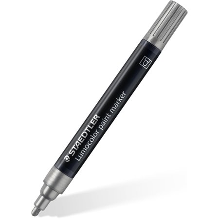 Marcador Acrílico Permanente Staedtler Lumocolor 349 - Espessura da Linha Aprox. 2,4 mm - Tinta à Base de Água - Prata
