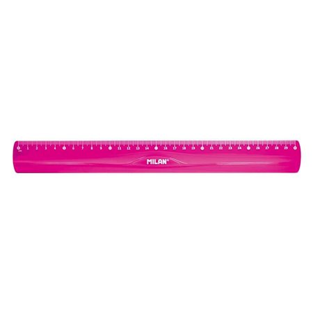 Régua Milano Flexível e Durável - Comprimento 30cm - Rosa Translúcido