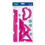 Conjunto Milan com 4 réguas flexíveis e duráveis - régua, esquadro, triângulo e transferidor - Rosa