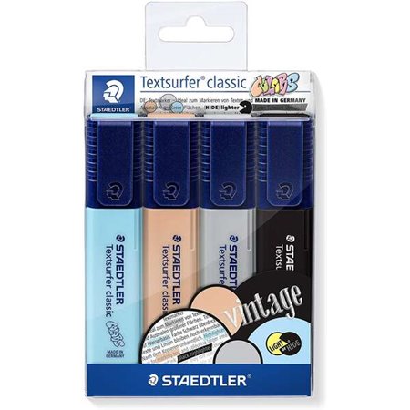 Staedtler Textsurfer Classic 364 - Pacote com 4 Marcadores Fluorescentes - Secagem Rápida - Espessura da Linha de 1 a 5 mm (Apro