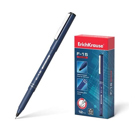 Marcador de ponta fina Erichkrause F-15 - Espessura da linha de 0,6 mm - Clipe de metal - Preto