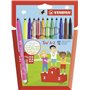 Kit Stabilo Trio AZ com 12 Canetas de Fibra de Ponta Fina - Espessura da Linha 0,7mm - Tinta Super Lavável - Formato Triangular 
