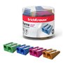 Apontador de lápis duplo Erichkrause Ferro Color Plus em alumínio - Cabo ergonômico - Diâmetros de 8 mm e 11 mm - Cores sortidas
