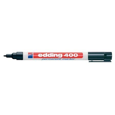 Marcador permanente Edding 400 - Ponta redonda - Largura da linha de 1 mm - Recarregável - Secagem rápida - Preto