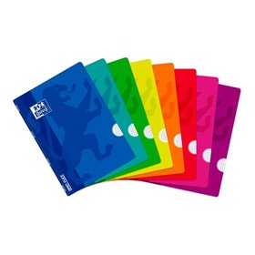 Caderno Oxford Openflex com grampos, formato A4, quadriculado 4x4mm - 48 folhas com margem - capa plástica - cores sortidas