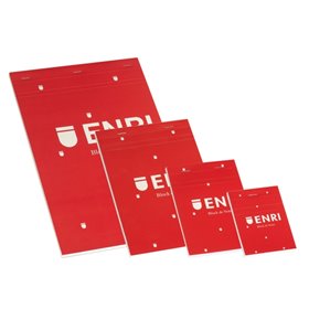 Bloco de notas Enri com grampos, 80 folhas, quadriculado 4x4mm - tamanho A4 - capa flexível, vermelho