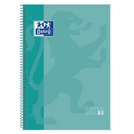 Caderno espiral Oxford Europeanbook 1, formato A4+, quadriculado 5x5mm - 80 folhas - faixa colorida - capa extra dura com acabam