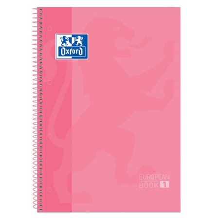 Caderno espiral Oxford Europeanbook 1, formato A4+, quadriculado 5x5mm - 80 folhas - faixa colorida - capa extra dura com acabam