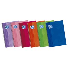 Caderno espiral Oxford School Classic Write&Erase Fº - Capa extra dura - Liso - 80 folhas - Cores sortidas