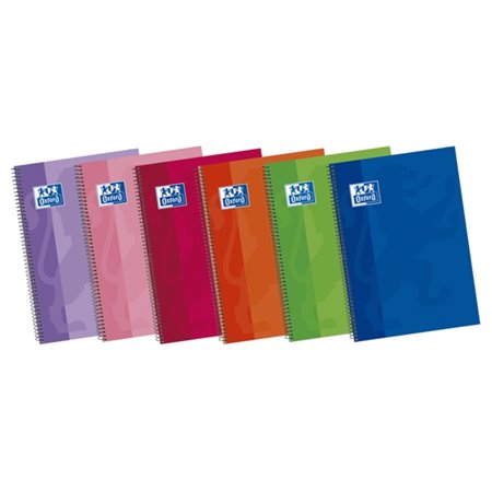 Caderno Espiral Oxford School Classic Write&Erase Fº - Capa Extra Dura - Papel Pautado de 3,5 mm com Margem - 80 Folhas - Cores 