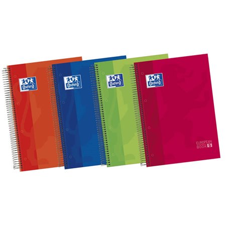 Caderno espiral Oxford Europeanbook 5, formato A4+, horizontal, 1 linha - 120 folhas - Capa extra dura com acabamento brilhante 