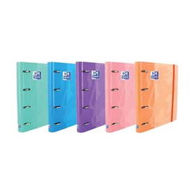 Pasta Oxford Europeanbinder Classic com 4 argolas, formato A4+, com folhas quadriculadas de 5x5mm e 4 furos - Fecho elástico - C