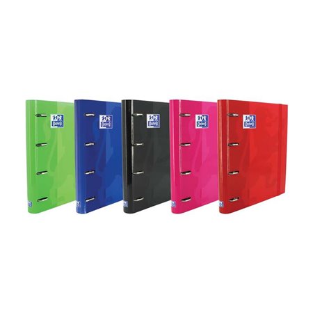 Pasta Oxford Europeanbinder Classic com 4 argolas, formato A4+, com folhas quadriculadas de 5x5mm e 4 furos - Fecho elástico - C