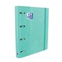 Pasta Oxford Europeanbinder Classic A4+ com argolas e refil, quadriculada 5x5 - Capa extra dura - Fecho elástico - Verde menta