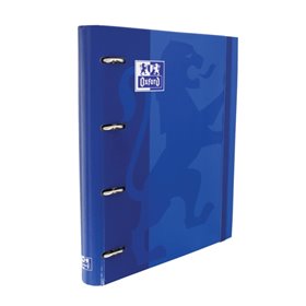 Pasta Oxford Europeanbinder Classic A4+ com argolas e refil, quadriculada 5x5 - Capa extra dura - Fecho elástico - Azul marinho