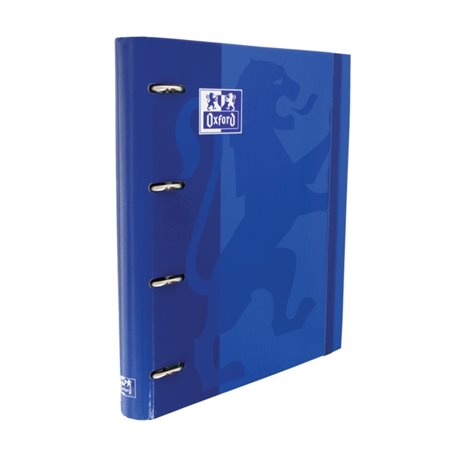Pasta Oxford Europeanbinder Classic A4+ com argolas e refil, quadriculada 5x5 - Capa extra dura - Fecho elástico - Azul marinho