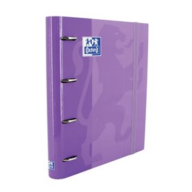Pasta Oxford Europeanbinder Classic A4+ com argolas e refil, quadriculada 5x5 - Capa extra dura - Fecho elástico - Malva