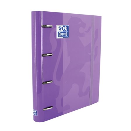 Pasta Oxford Europeanbinder Classic A4+ com argolas e refil, quadriculada 5x5 - Capa extra dura - Fecho elástico - Malva