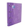 Pasta Oxford Europeanbinder Classic A4+ com argolas e refil, quadriculada 5x5 - Capa extra dura - Fecho elástico - Malva