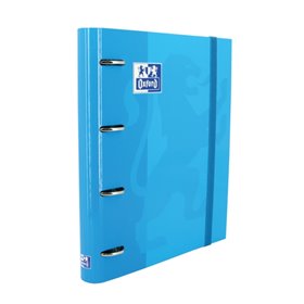 Pasta Oxford Europeanbinder Classic A4+ com argolas e refil, quadriculada 5x5 - Capa extra dura - Fecho elástico - Turquesa