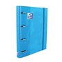 Pasta Oxford Europeanbinder Classic A4+ com argolas e refil, quadriculada 5x5 - Capa extra dura - Fecho elástico - Turquesa