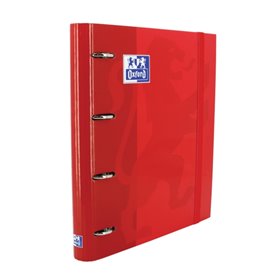 Pasta Oxford Europeanbinder Classic A4+ com argolas e refil, quadriculada 5x5 - Capa extra dura - Fecho elástico - Vermelha