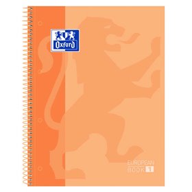 Caderno Espiral Oxford Europeanbook 1, Formato A4+, Quadriculado 5x5mm - 80 Folhas - Faixa Colorida - Capa Extra Dura com Acabam