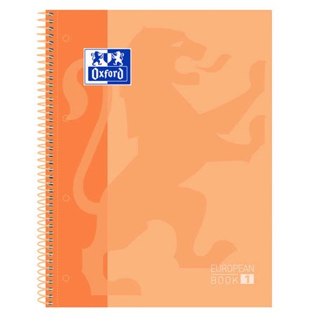 Caderno Espiral Oxford Europeanbook 1, Formato A4+, Quadriculado 5x5mm - 80 Folhas - Faixa Colorida - Capa Extra Dura com Acabam