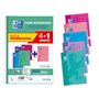 Conjunto Oxford School Write&Erase com 4+1 cadernos espiral, 80 folhas, quadriculado 4x4 com margem - Capa extra dura - Cores so