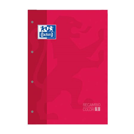 Papel para recarga Oxford School Classic Glued A4, 80 folhas, quadriculado 5x5 - Capa com borda colorida - Capa vermelha