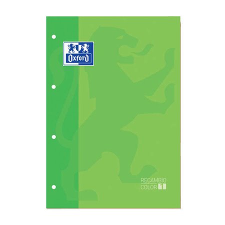 Papel para recarga Oxford School Classic Glued A4, 80 folhas, quadriculado 5x5 - Capa com borda colorida - Capa verde