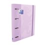 Pasta de argolas Oxford Europeanbinder Touch A4+ com refil, quadriculada 5x5 - Capa extra dura - Fecho elástico - Malva pastel