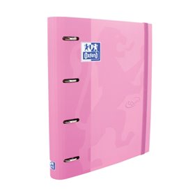 Pasta Oxford Touch A4+ Europeia - Capa Extra Dura - Lombada de 45mm - Argolas de 4Dx35mm - Refil 5x5 Incluso - Rosa Pastel