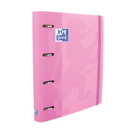 Pasta Oxford Touch A4+ Europeia - Capa Extra Dura - Lombada de 45mm - Argolas de 4Dx35mm - Refil 5x5 Incluso - Rosa Pastel