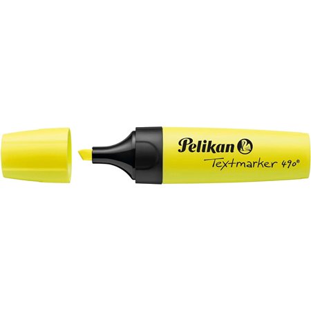Marcador de texto Pelikan Textmarker 490 - À base de água - 3 espessuras de traço - Amarelo fluorescente