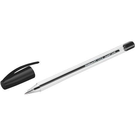 Caneta esferográfica Pelikan Stick Super Soft, traço de 1 mm, tinta super fluida, empunhadura triangular, preta.