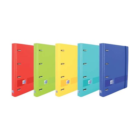 Pasta Oxford Europeanbinder Live & Go com 4 argolas, formato A4+, com folhas quadriculadas de 5x5mm e 4 furos - Capa de plástico