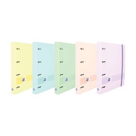 Pasta Oxford Europeanbinder Live & Go com 4 argolas, formato A4+, com folhas quadriculadas de 5x5mm e 4 furos - Capa de plástico