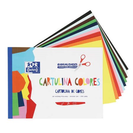 Bloco de 10 folhas de cartolina colorida Oxford, formato A4+, 170 g/m² - Cores sortidas