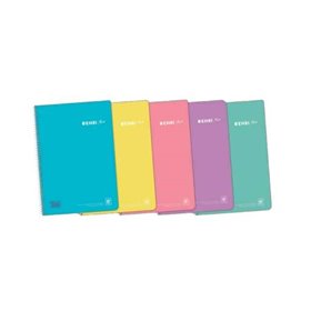 Caderno espiral Enri Plus, formato fólio, quadriculado 4x4mm - 80 folhas, papel 90gsm com margem - capa plástica - cores pastel 