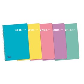 Caderno espiral Enri Plus 4ª edição, 10x10 cm - Capa plástica - 80 folhas, 90 g/m² - Cores sortidas