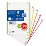 Pacote de recarga escolar Oxford com 120 folhas A4, 1 linha - 5 faixas coloridas