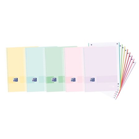 Caderno espiral Oxford Europeanbook 8 Live & Go, formato A4+, quadriculado 5x5mm - 160 folhas microperfuradas com 4 furos - capa