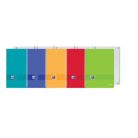 Caderno Oxford Live&Go Europeanbook 1 com capa plástica, tamanho A4+ (5x5 polegadas), 80 folhas, cores sortidas.